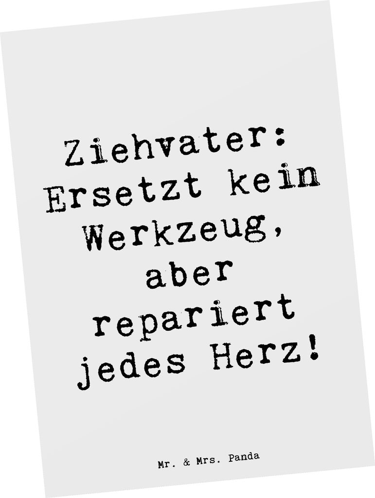 Mr. & Mrs. Panda Postkarte Spruch Ziehvater Herzreparatur - Weiß - Geschenk, Ansichtskarten, Ansichtskarte, Mentor, Stiefvater, Adoptivvater, Lieb...