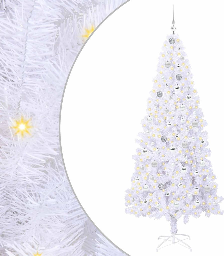 vidaXL Künstlicher Weihnachtsbaum Weiß 210 cm PVC und Stahl