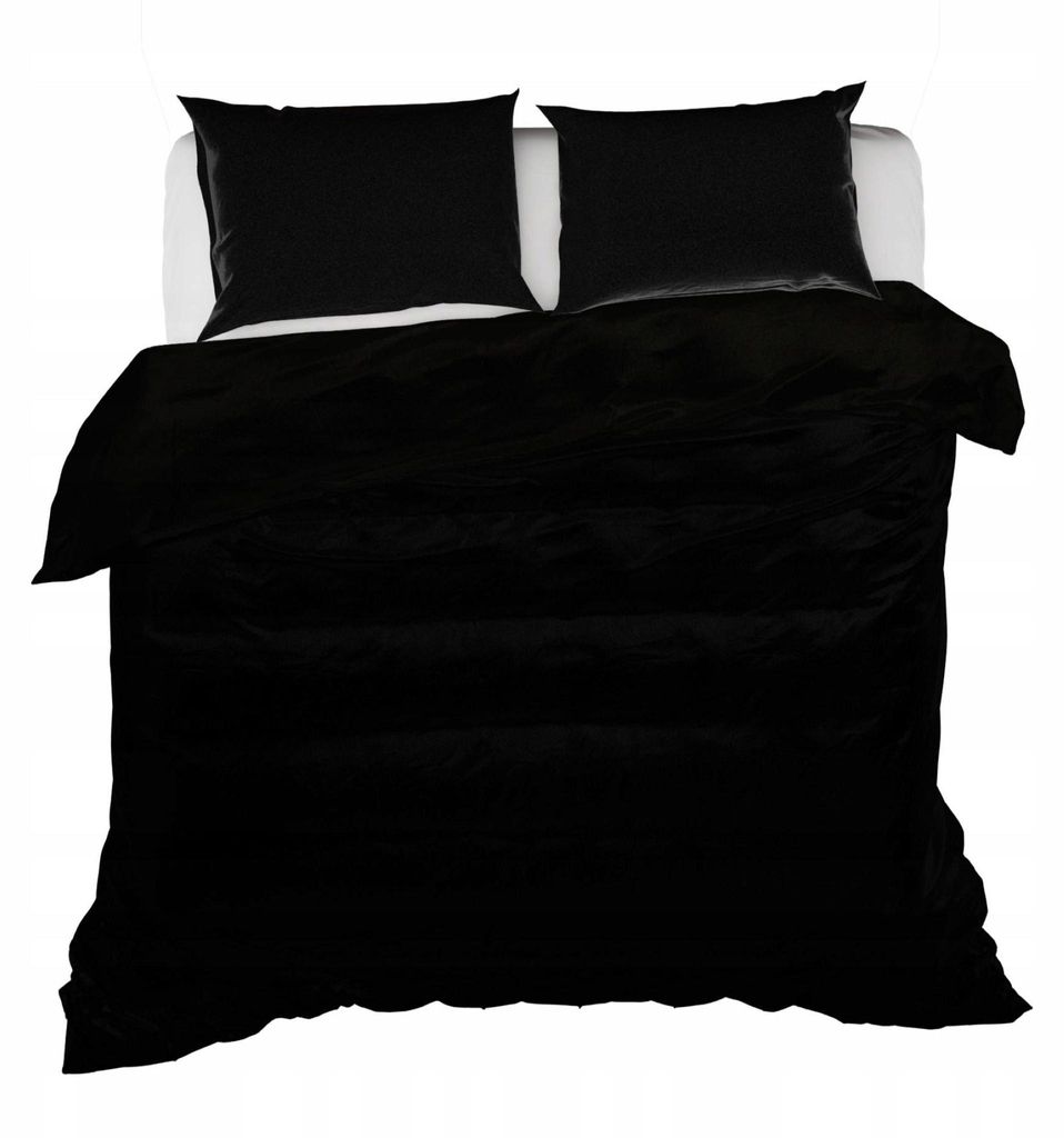 Bettwäsche-Set - Bettdecke und Kissen - Schwarz - 160x200+2x70x80 cm - aus Microfaser - Satin