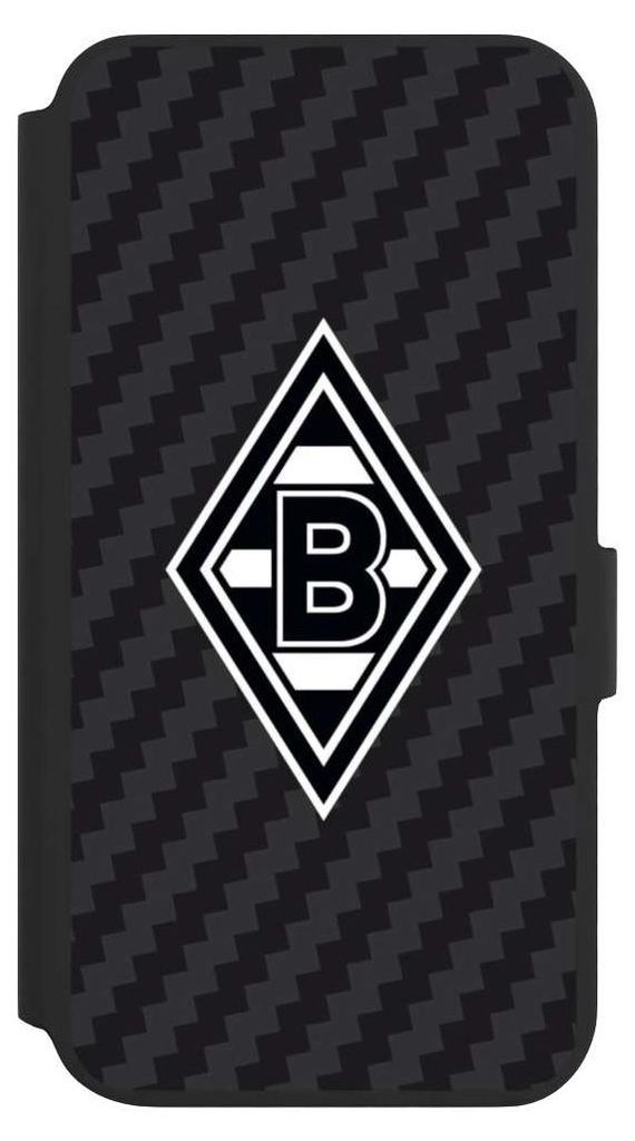 NIVOCASE Klapphülle für Samsung Galaxy S22+ Handyhülle aus Kunst Leder NIVOflip schwarz Borussia Mönchengladbach Carbon Gladbach