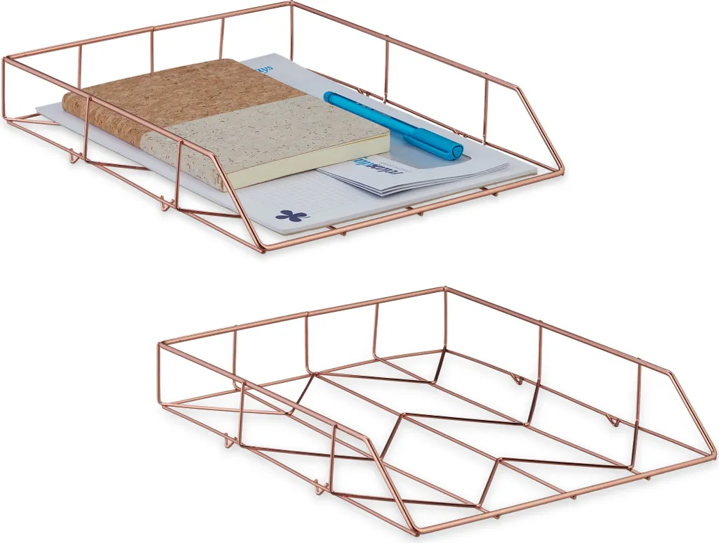 Vassoi Documenti Design Oro Rosa Relaxdays | Accessori Ufficio Chic