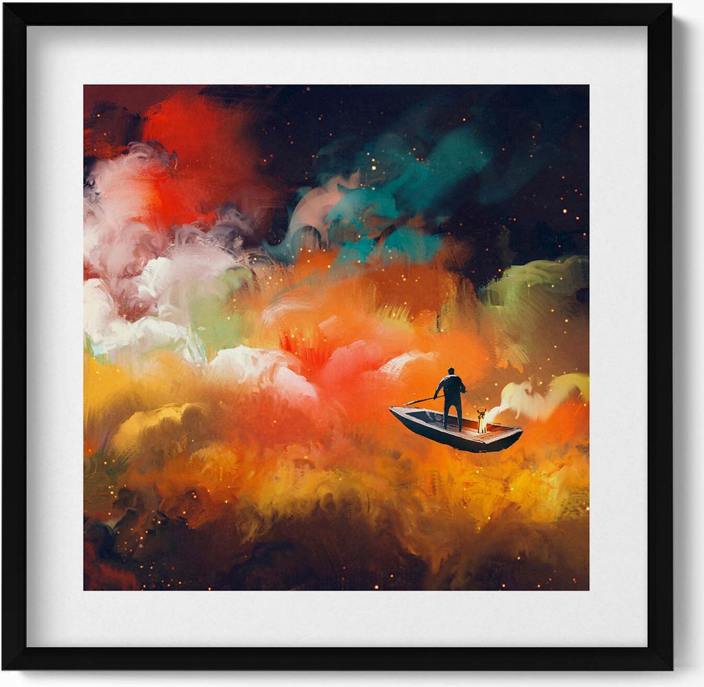 Eine abstrakte Darstellung des Erwachsenenlebens– Wandbild mit Rahmen – Gerahmtes Bild – Wanddekoration – 50x50 cm – Schwarz Rahmen