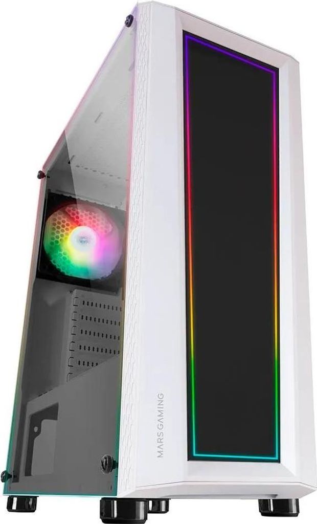 Mars Gaming MCARTW, Midi-tower, PC-behuizing, wit, ATX, Productafbeelding 