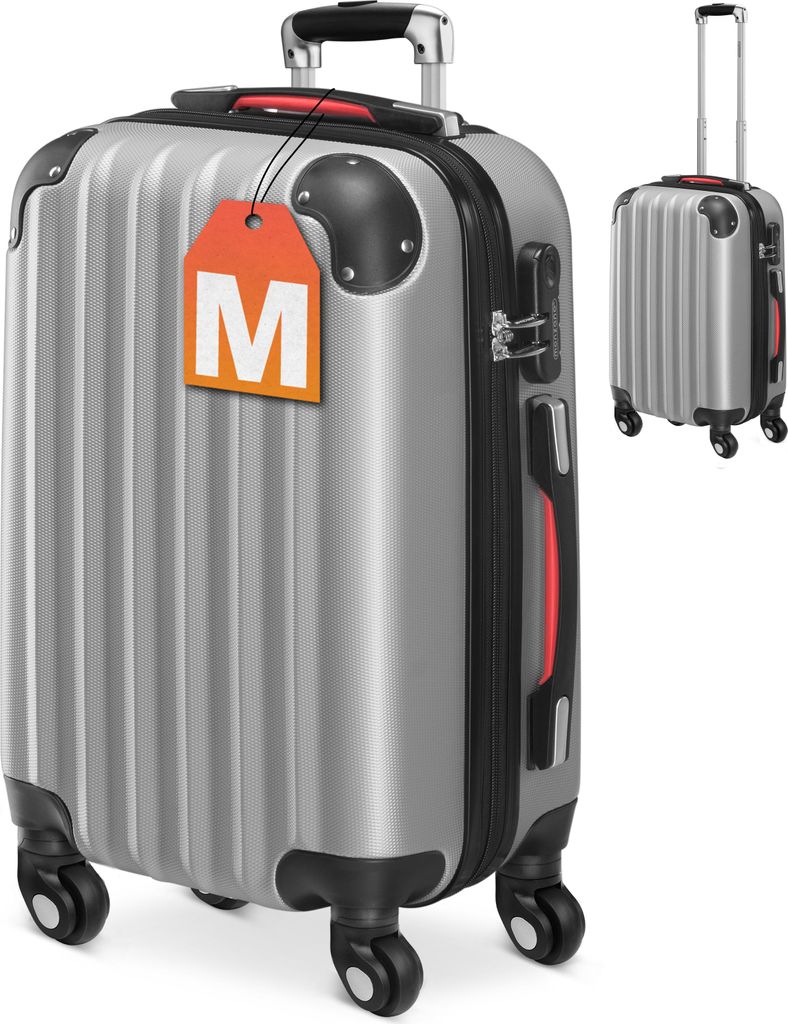 Valise rigide M argent 4 roues 360° Bagage poignée Image du produit 