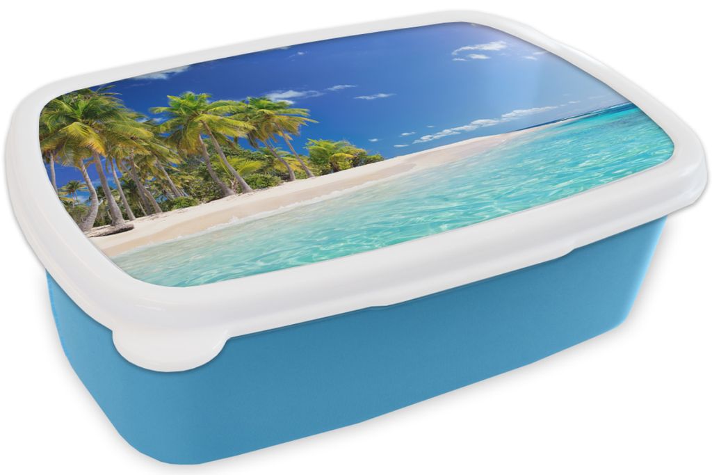 KitchenYeah Lunchbox Brotzeit Brotdose 17x11 cm Strand - Meer - Palme Kinder Brotzeitdose - Lunch - Kunststoff - Brotbüchse - Sandwichbox - Lun...