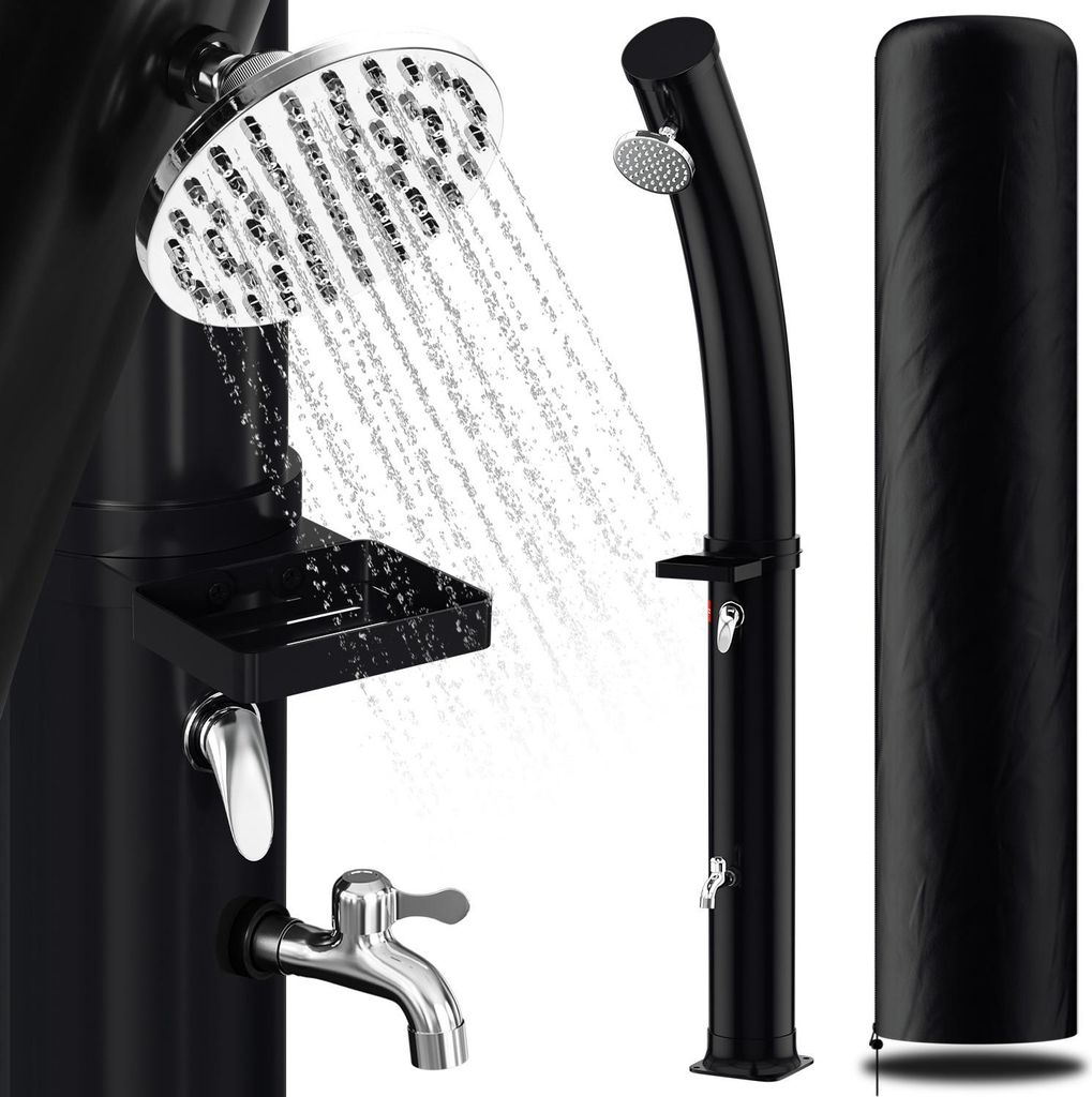 Faziango 35L Solardusche gebogen mit integrierter Seifenablage – Praktische Gartendusche Outdoor