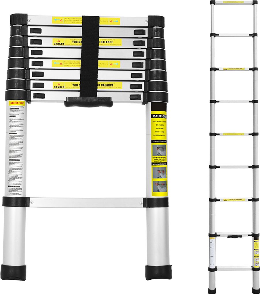 Hebitod Teleskopleiter Alu 2.6m Stehleiter Mehrzweckleiter Alu Anlegeleiter Multifunktionsleiter Ausziehleiter