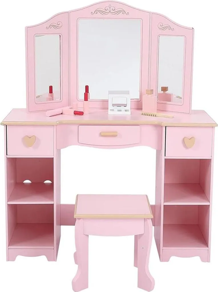 Bureau de maquillage enfant rose pour stimuler l'éveil et le jeu de rôle