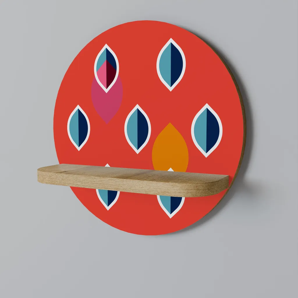Étagère murale ronde en bois et métal pour salon moderne - Modèle Synchro