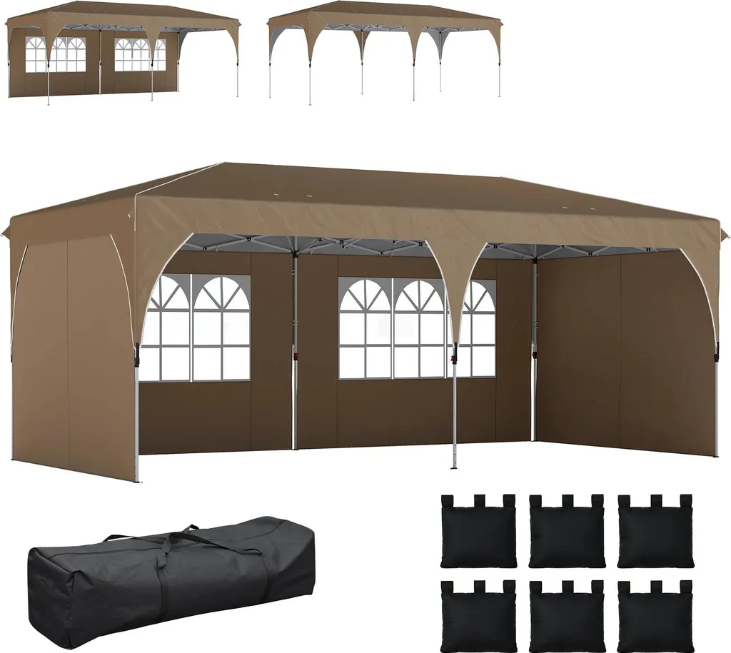Tente de réception pop-up 6x3 m blanche pour grand événement de jardin