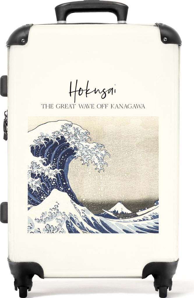 NoBoringSuitcases.com Großer Koffer - Kunst - Meer - Wellen - Hokusai - Vintage - Kombinationsschloss TSA - Hartschalen Trolley 4 Rollen - 72 li...