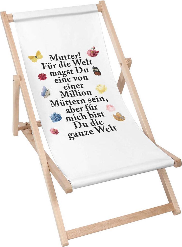 Dreamroots Liegestuhl klappbar Holz, bis zu 130 kg, Sonnenliege klappbar mit 3-stufiger Neigungsregulierung der Rückenlehne, Million Müttern