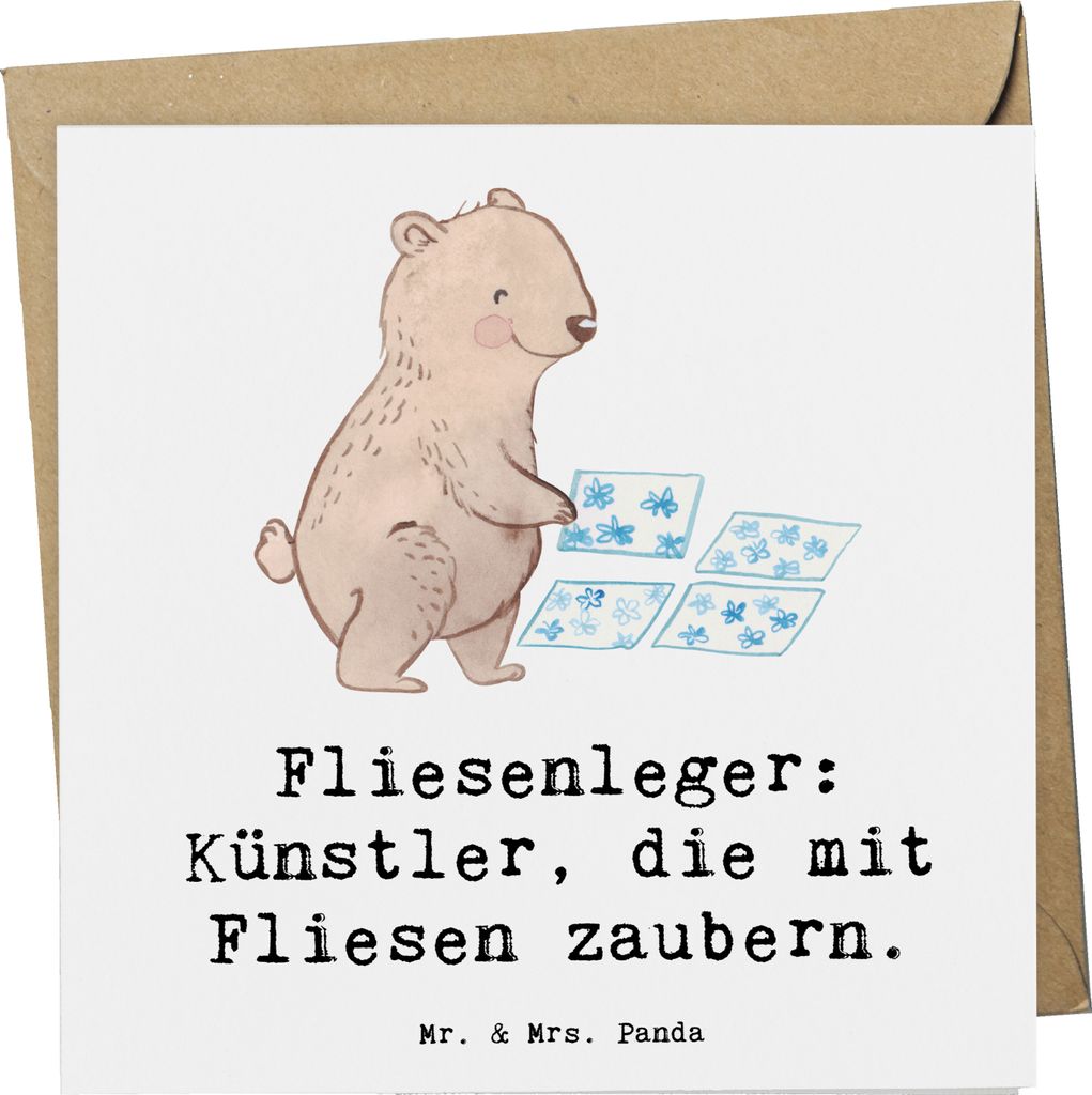 Mr. & Mrs. Panda faltkarte Fliesenleger Künstler - Weiß - Geschenk, Fliesen zaubern, anlasskarte, Berufsgestaltung, Fliesenkunst, doppelkarte, De...