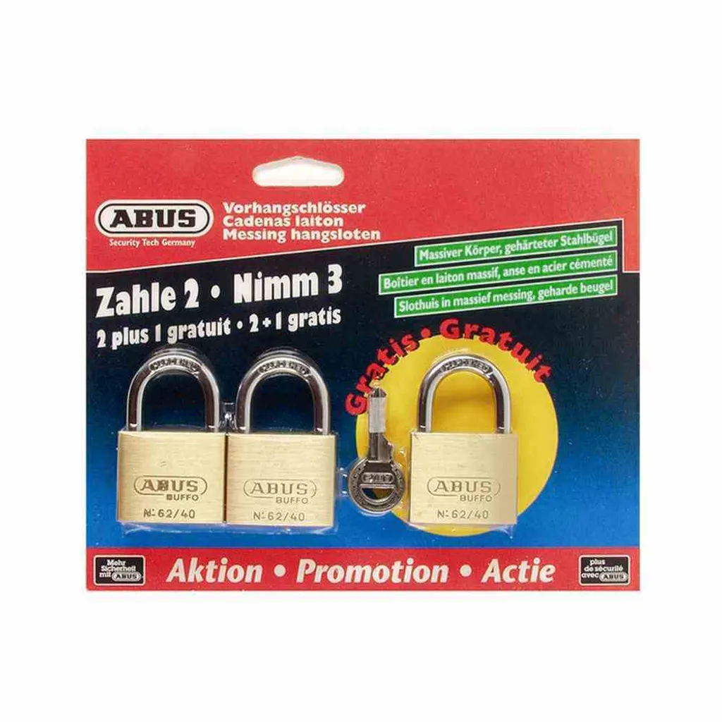 Kit 3 Cadenas ABUS 62/40 Idéal pour Vestiaires de Sport et Casiers Argent
