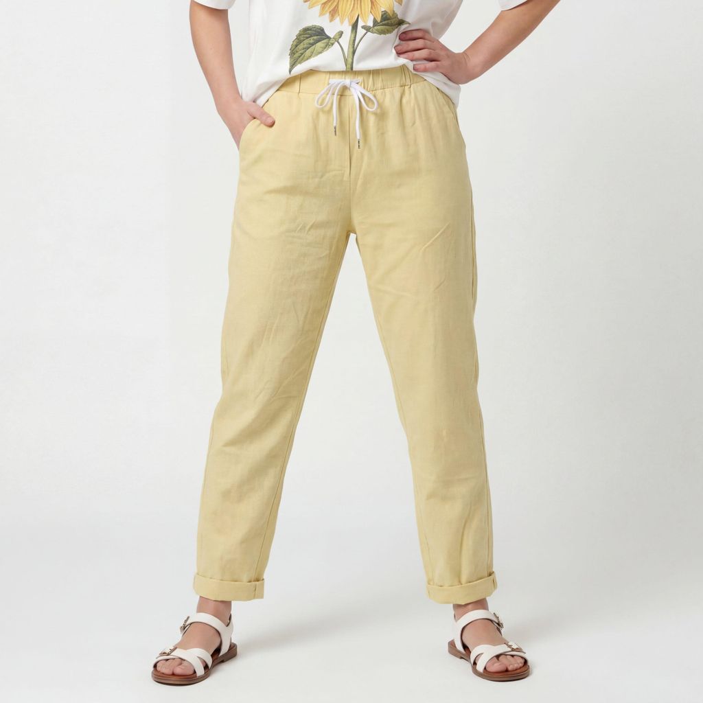 Chinohose mit Stretch Freizeithose 36-44 Schlupfhose im Knitterlook für Damen