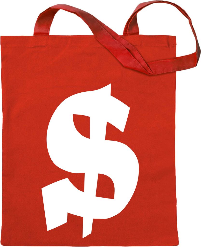 Kiwistar - Baumwolltasche - Dollar Zeichen - Geld - D4 - Jutebeutel bedruckt - Tragetasche Stoffbeutel Umhängetasche Langer Henkel - Beutel zum sh...