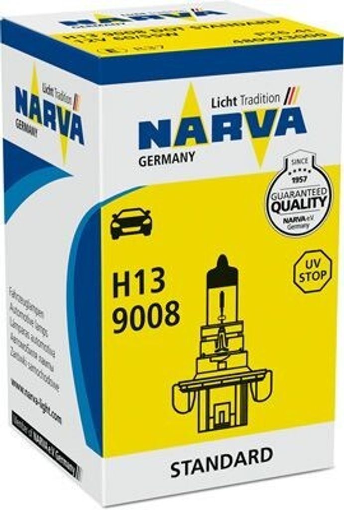 1x NARVA H13 Glühlampe Fernlicht 12V 60/55W P26.4t Halogen 480923000