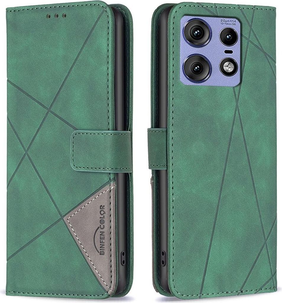 Motorola Edge 50 Pro Hülle - BINFEN Geometric Klapphülle - Grün