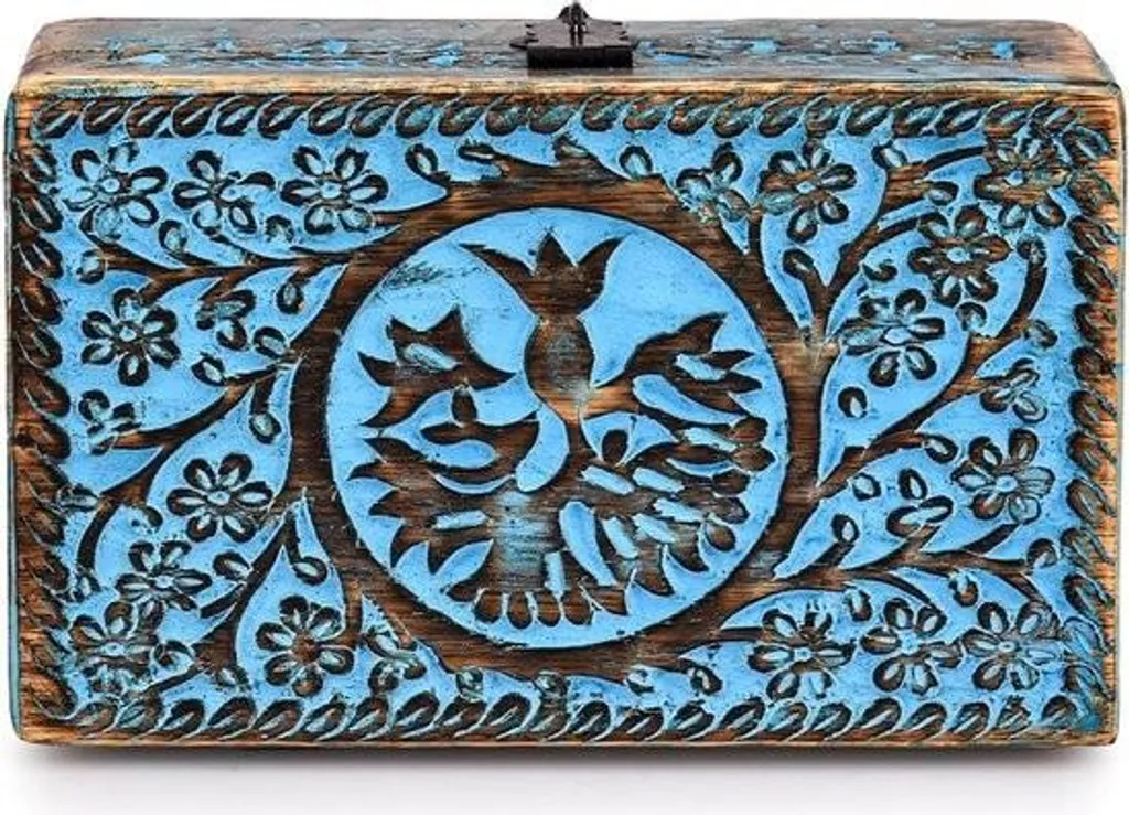 Coffret à bijoux en bois sculpté Arbre de Vie - Boîte avec verrouillage