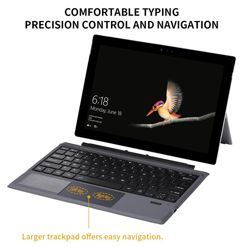 Clavier Bluetooth pour Surface Pro 6/5/4/3 Idéal Travail et Mobilité