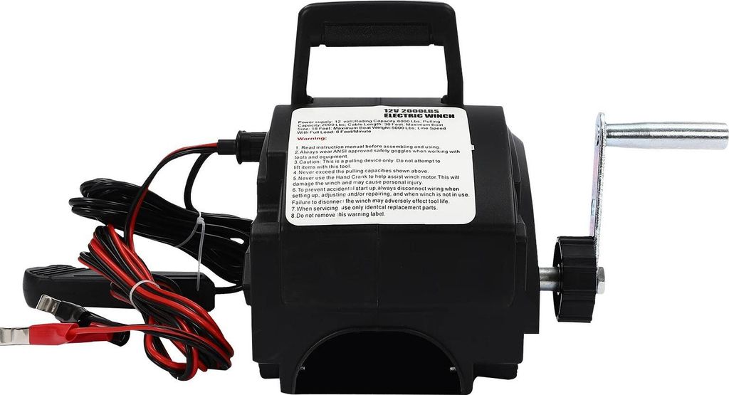 Elektrische Seilwinde - 12V ATV/UTV Auto Anhänger Boot - Zugkraft 900 kg - 9 m Stahlseil - Funk- & Kabel-Fernbedienung - Schwarz
