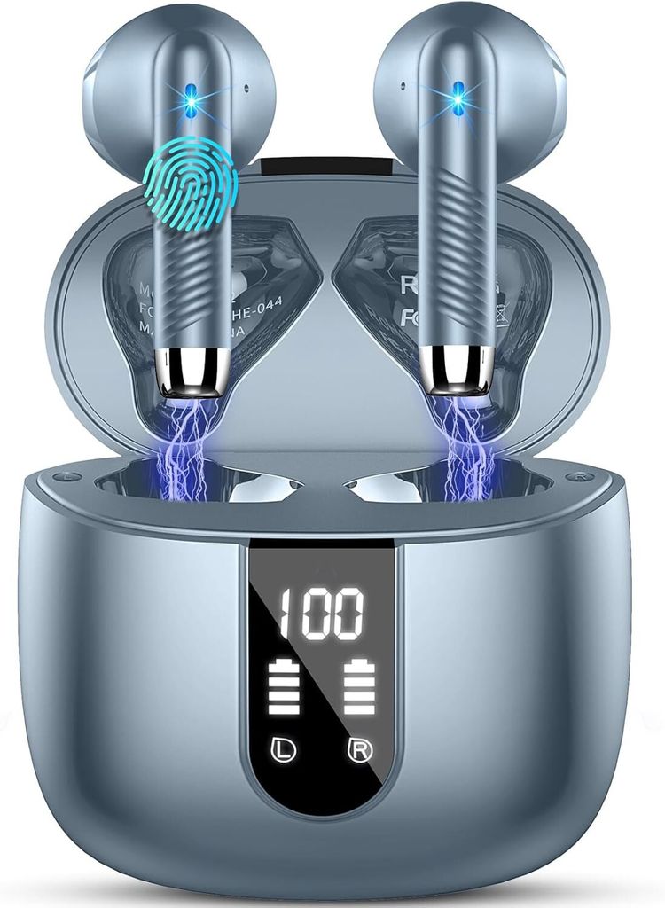 Immersive Sound Kopfhörer mit 4 ENC Mic, 30Std Tiefer Bass Noise Cancelling Earbuds, USB-C, IP7 Wasserdicht Ohrhörer, LED-Anzeige Mini LED