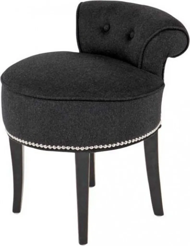 Chaise Chesterfield en chêne massif gris, tabouret de luxe capitonné