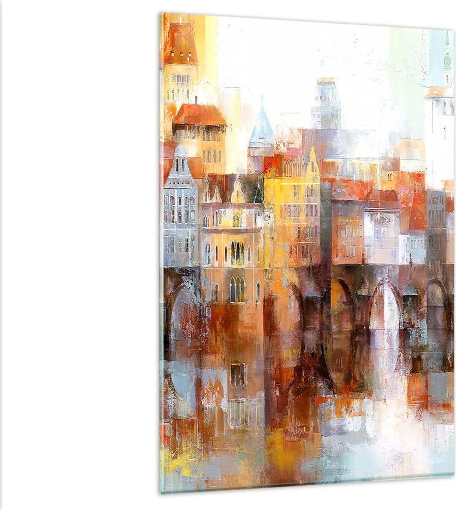 Bilder auf glas - Einteilig - Stadt Mietshaus - 80x120cm - Glasbilder - Wandbilder - Bilder - zum Aufhängen bereit - Wanddekoration aus Glas - Gla...