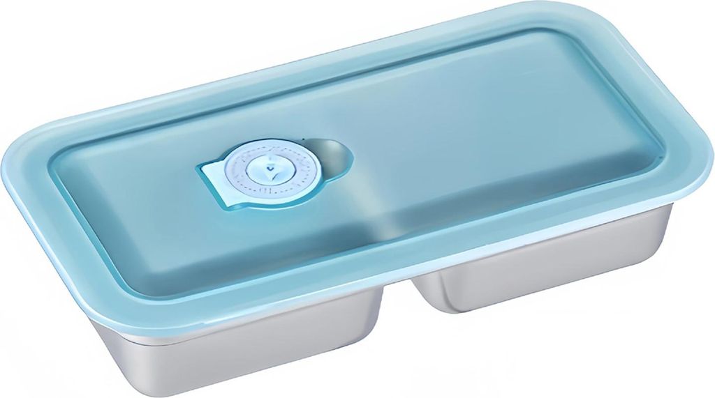 Snackbehälter aus Edelstahl, auslaufsicher, 2 Fächer, Dip-Behälter, wiederverwendbare Gewürzbehälter mit Deckel, Lunchbox aus Metall für Snac...