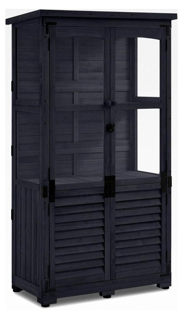 Gartenschrank aus Holz, wetterfest, klein, für Außenbereich, 87×46×160 cm, (Anthrazitgrau)