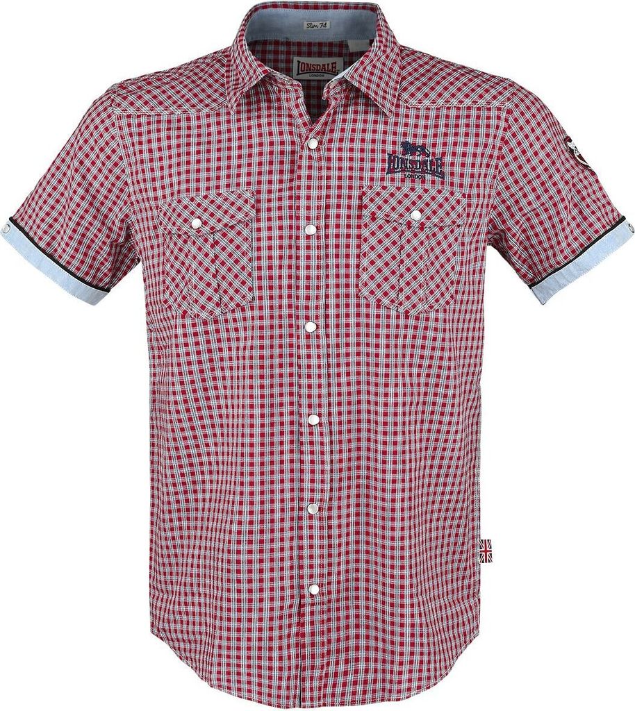 Lonsdale London Kurzarmhemd Herren Berny rot Streetwear Produktbild 
