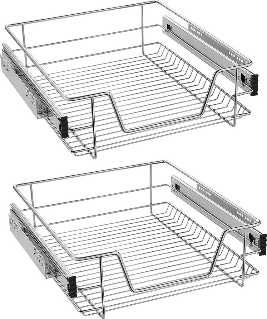 YUENFONG Teleskopschublade Ausziehbare Schrankauszug Ablage Küchenschublade Regal Schlafzimmerschublade Küchen Korbauszug (für 50cm Schränke) 2...