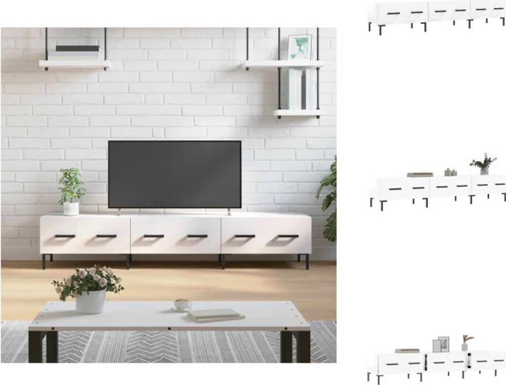 vidaXL TV-Schrank Hochglanz-Weiß 150x36x30 cm Holzwerkstoff Produktbild 