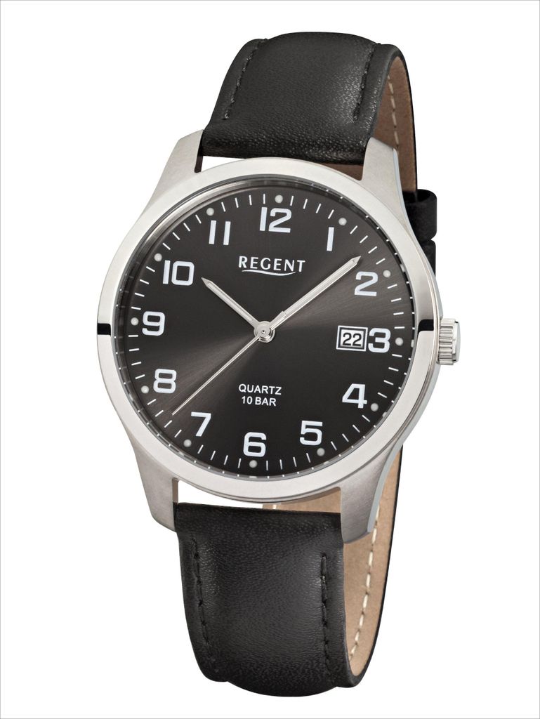 REGENT F932 Herrenuhr Titanuhr mit Lederarmband Produktbild 