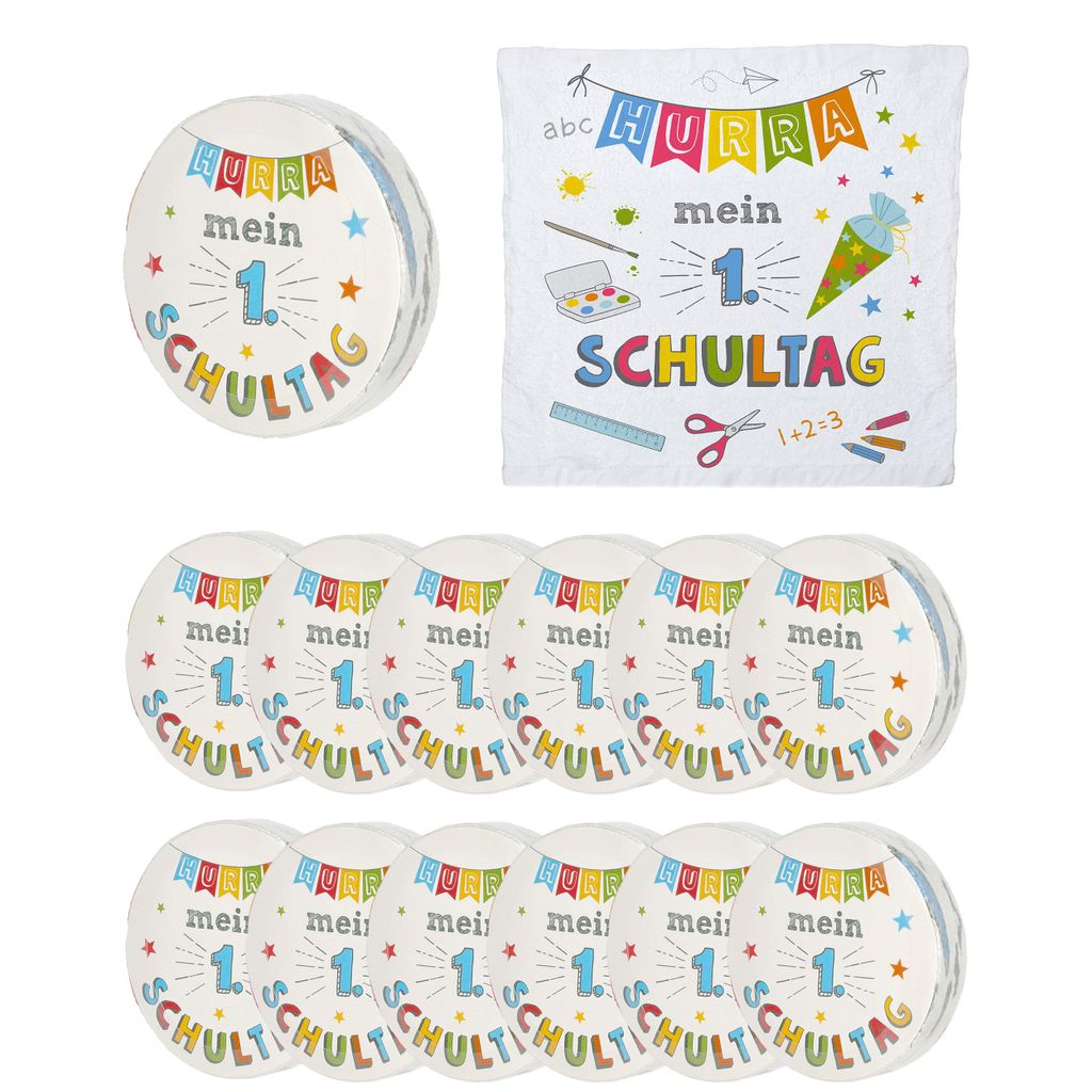 Magische Handtücher zur Einschulung 30 x 30 cm - Baumwolle - Magic Handtücher "Hurra - mein 1. Schultag" - Gästetücher Einschulung - Geschenk z...