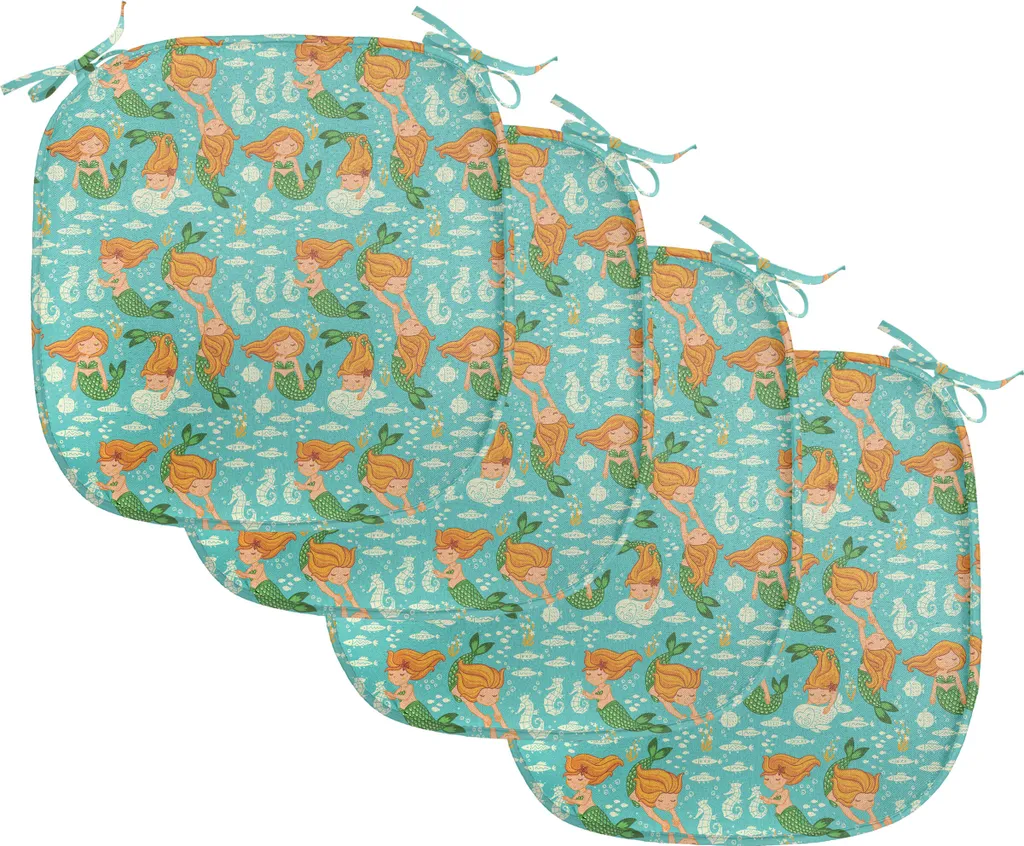Coussin de Siège Imperméable avec Sangles 40cm Lot de 4 Thème Océan