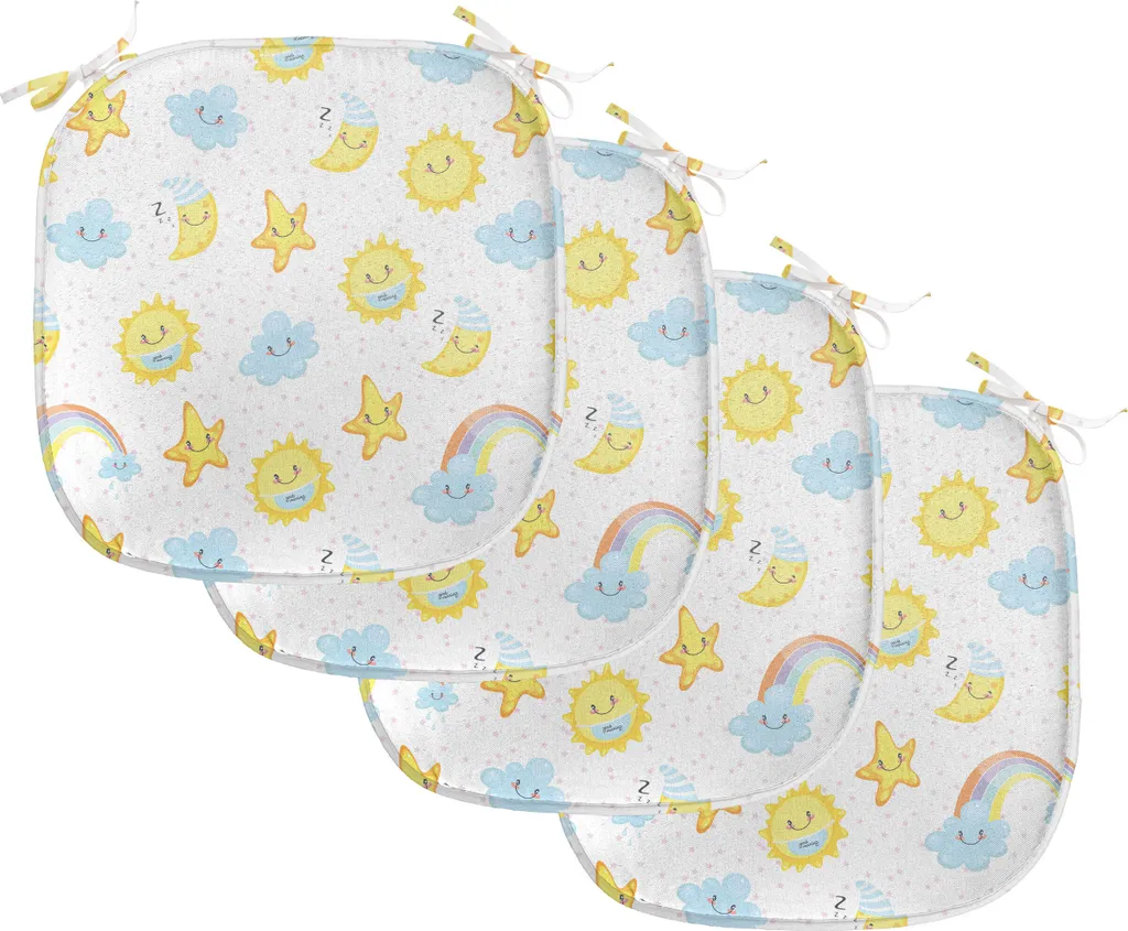 ABAKUHAUS Lot de 4 Coussins de Chaise 40x40cm Motifs Lunes et Étoiles