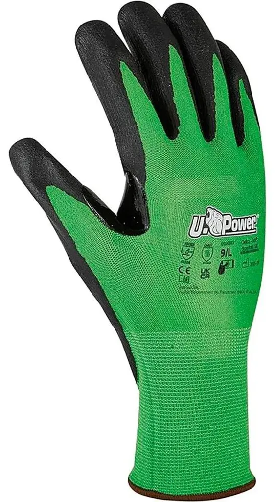 Gants de protection tactile U-Power Kalix en polyester vert taille 8/M