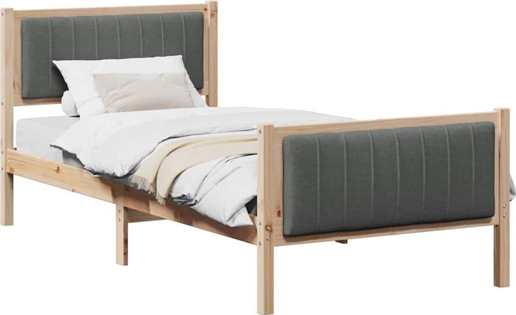 Bettgestell Braun und Dunkelgrau 90 x 190 cm Massivholz Kiefer
