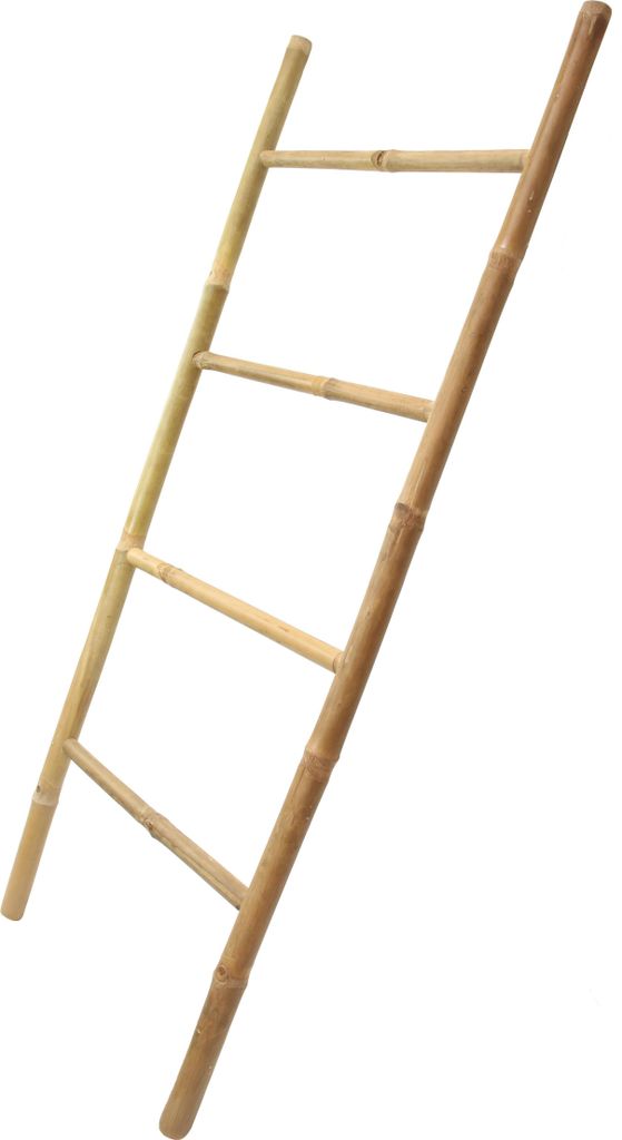Scala in bambù, altezza 115 cm, portasciugamani, scala per Immagine del prodotto 