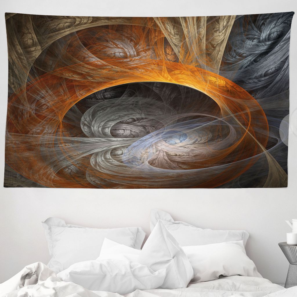 ABAKUHAUS Fractal Wandteppich, Ethereal Fantasie Magie aus Weiches Mikrofaser Stoff Waschbar ohne Verblassen Digitaldruck, 230 x 140 cm, Orange Tan