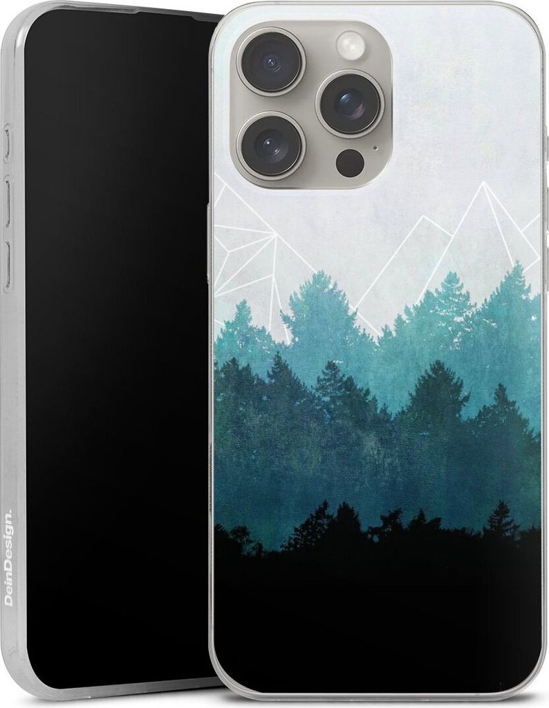 DeinDesign Slim Hülle für Apple iPhone 16 Pro Max Silikon Case Ultra Dünn Handyhülle Abstrakt Baum Wald