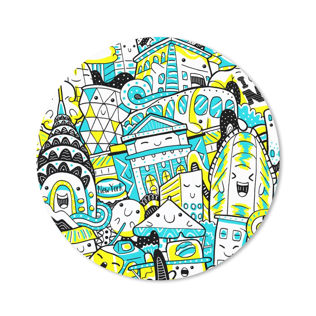 MuchoWow Mauspad Mousepad New York - Zeichnung - Blau 40x40 cm - Mousepads - Maus Mat - Pad - Mausunterlage - Schreibtisch Accessoires