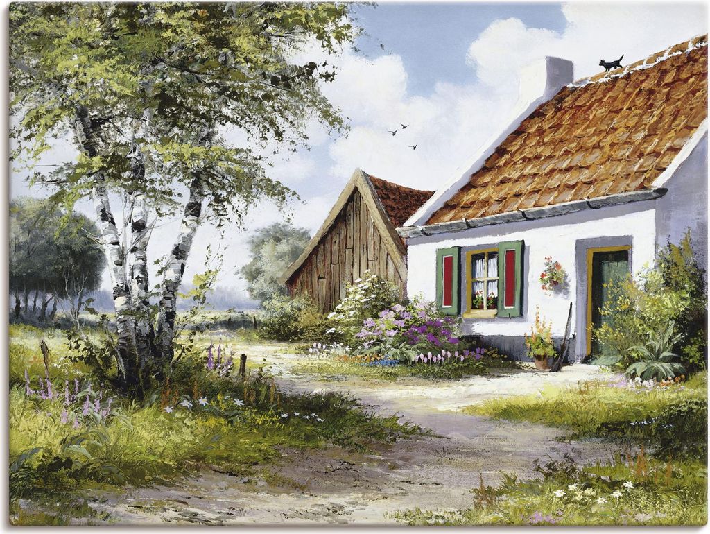 ARTland Leinwandbild Katze auf dem Dach Größe: 120x90 cm