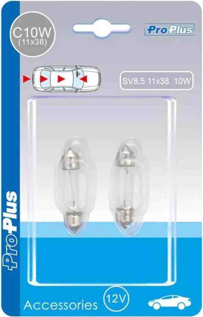 Autolampe 12V 10W SV8,5 11x38 2 Stück im Blister