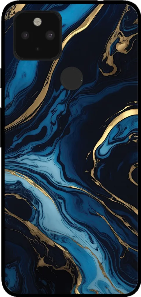Custodia Google Pixel 5 Marmo Oro Blu | Cover TPU Slim & Trendy