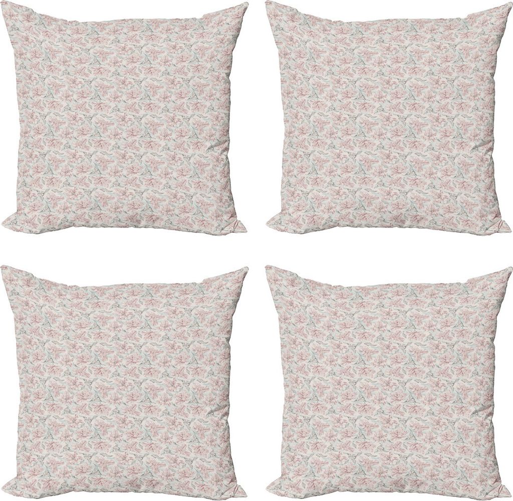 ABAKUHAUS Jahrgang Kissenbezug Set (4 Stück), Pastel Design Tulpe Blumen, Moderner Doppelseitiger Digitaldruck, 60 cm x 60 cm, Champagne Pale Rose