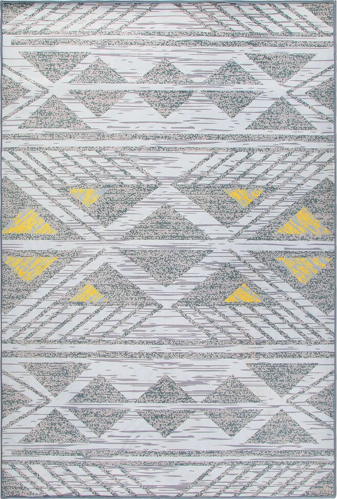 Grand Tapis Design Gris Jaune 160x230 - Texture Douce et Motif Kargi
