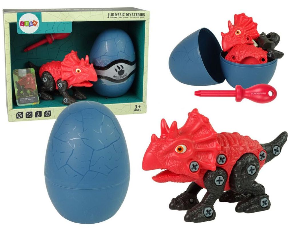 IMPORT LEANTOYS Dinosaurier Triceratops Set mit Ei DIY Schraubendreher