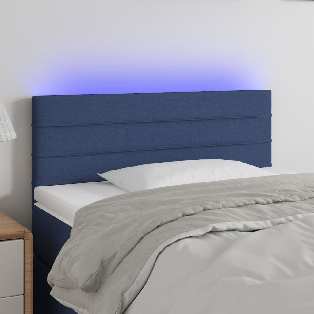 The Living Store LED Kopfteil Blau 100x5x78/88 cm Stoff